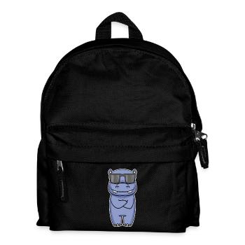 Nilpferd mit Brille - Kinder Rucksack - Schwarz - Vorne