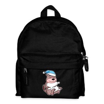 Weasel with pillow and sleepy cap - Kids' Backpack - black - Front