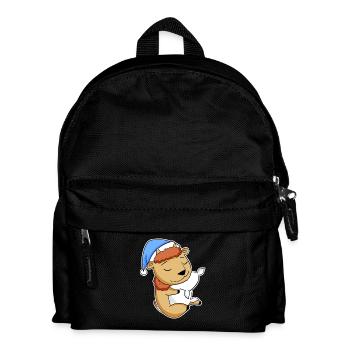 Bison with pillow and sleepy cap - Kids' Backpack - black - Front