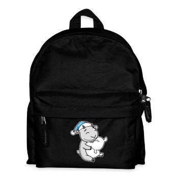 Goat with pillow and sleepy cap - Kids' Backpack - black - Front