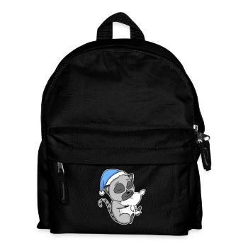 Lemur with pillow and sleepy cap - Kids' Backpack - black - Front
