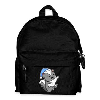 Skunk with pillow and sleepy cap - Kids' Backpack - black - Front