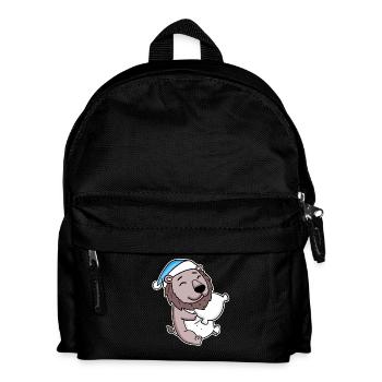 Lion with pillow and sleepy cap - Kids' Backpack - black - Front
