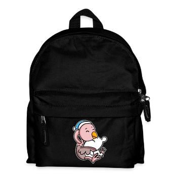 Ostrich with pillow and sleepy cap - Kids' Backpack - black - Front