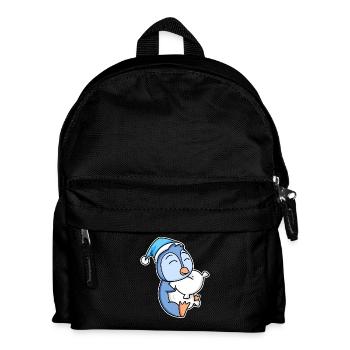 Penguin with pillow and sleepy cap - Kids' Backpack - black - Front