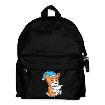Welsh Corgi Pembroke Schlafen Müdigkeit Hund Hunde - Kinder Rucksack - Schwarz - Vorne
