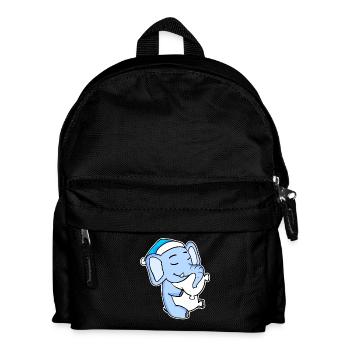 Elefant mit Kissen und Schlafmütze - Kinder Rucksack - Schwarz - Vorne