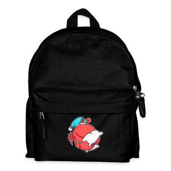Krabbe mit Kissen und Schlafmütze - Kinder Rucksack - Schwarz - Vorne