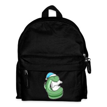 Snake with pillow and sleepy cap - Kids' Backpack - black - Front