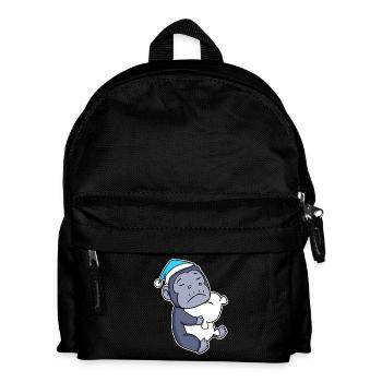 Monkey with pillow and sleepy cap - Kids' Backpack - black - Front