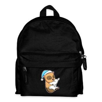 Domestic guinea pig with pillow and sleepy cap - Kids' Backpack - black - Front