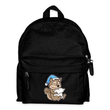Squirrel with pillow and sleepy cap - Kids' Backpack - black - Front
