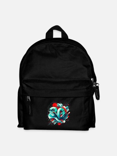 Picto 30 Year Old Retro Vintage Red Blue Teal - Kids' Backpack - black