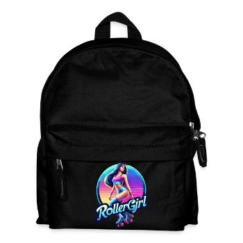 Vibrant Retro Roller Girl Illustration - Kids' Backpack - black - Front