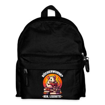Bücherwurm? Nein, Leseratte! Süße Ratte liest Buch - Kinder Rucksack - Schwarz - Vorne