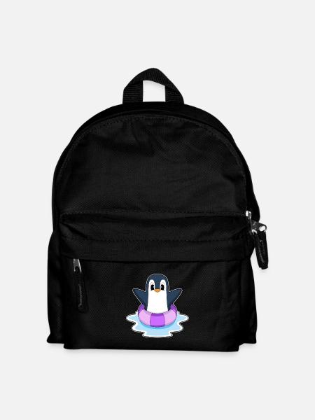 Pinguin Schwimmen Schwimmring Sommer - Kinder Rucksack - Schwarz