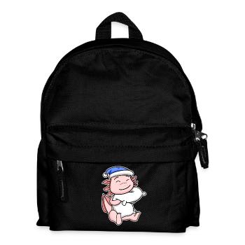 Axolotl with pillow and sleepy cap - Kids' Backpack - black - Front