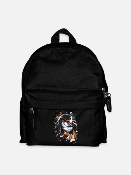 Berner Sennenhund mit coolen Farbspritzer - Kinder Rucksack - Schwarz