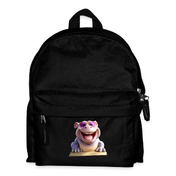 Nilpferd Flusspferd Papa Hippopotamus Cooles Hippo - Kinder Rucksack - Schwarz - Vorne