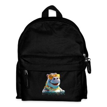 Nilpferd Flusspferd Papa Hippopotamus Cooles Hippo - Kinder Rucksack - Schwarz - Vorne