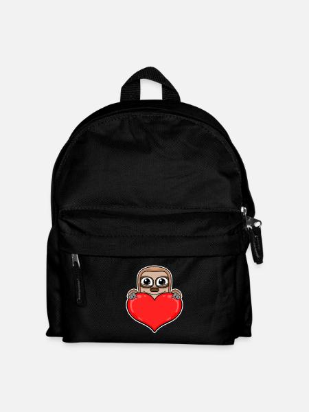 Faultier Herz Romantisch - Kinder Rucksack - Schwarz