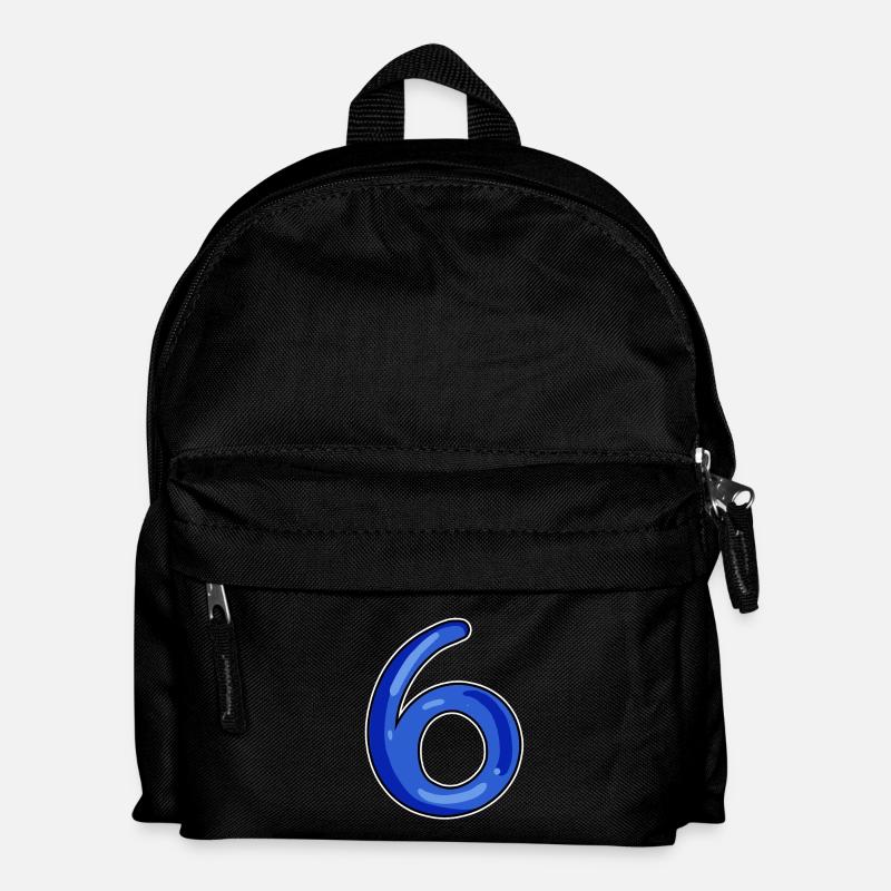 Zahl 6 Nummer Dunkelblau - Kinder Rucksack - Schwarz