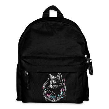 Katze Ostern Ostereier Easter Cat - Kinder Rucksack - Schwarz - Vorne