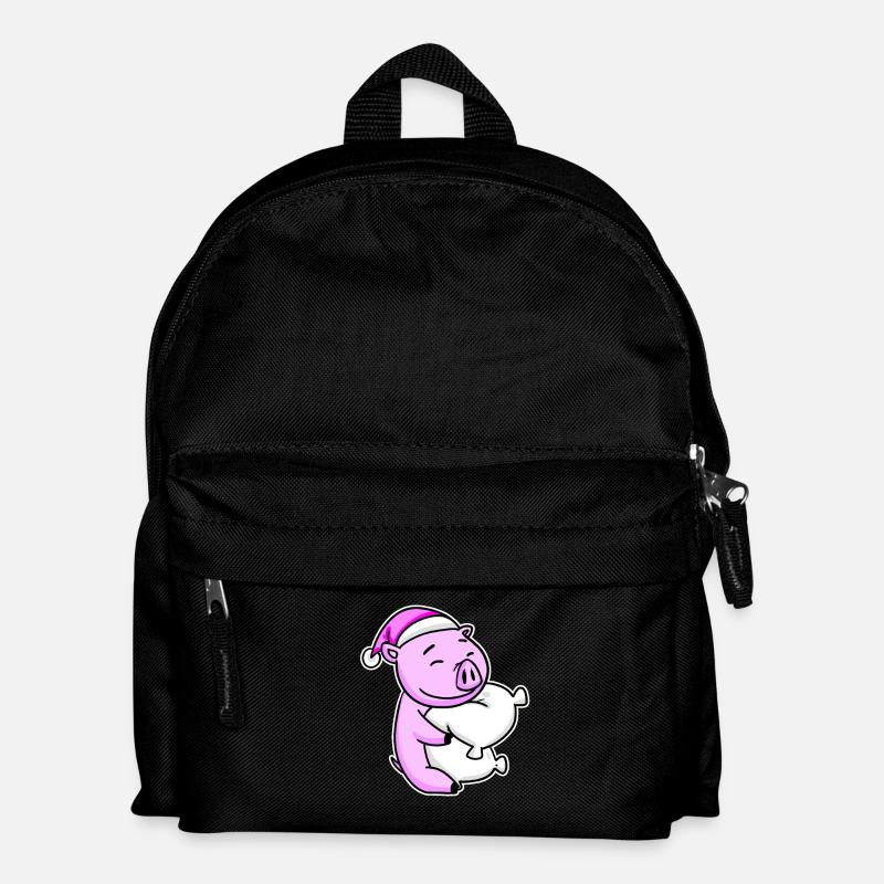 Schwein Müde Ausschlafen Schlafen Mädchen - Kinder Rucksack - Schwarz