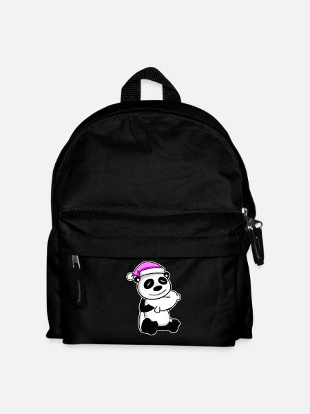 Panda Müde Ausschlafen Schlafen Mädchen - Kinder Rucksack - Schwarz