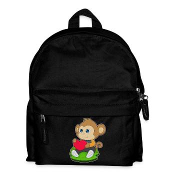 Affe Herz - Kinder Rucksack - Schwarz - Vorne