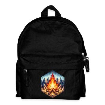A polygon-style campfire - Kids' Backpack - black - Front