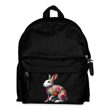Rabbit decorated with flowers - Kids' Backpack - black - Front