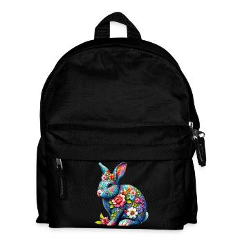 Rabbit decorated with flowers - Kids' Backpack - black - Front