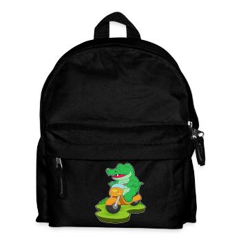 Krokodil Motorroller - Kinder Rucksack - Schwarz - Vorne