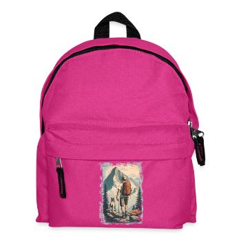 Hikers in the mountains with a dog | Illustration - Kids' Backpack - fuchsia - Front