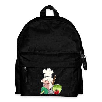 Porc, Légumes, Végétarien, Cuisinier, Porcelet - Sac à dos Enfant - noir - Devant