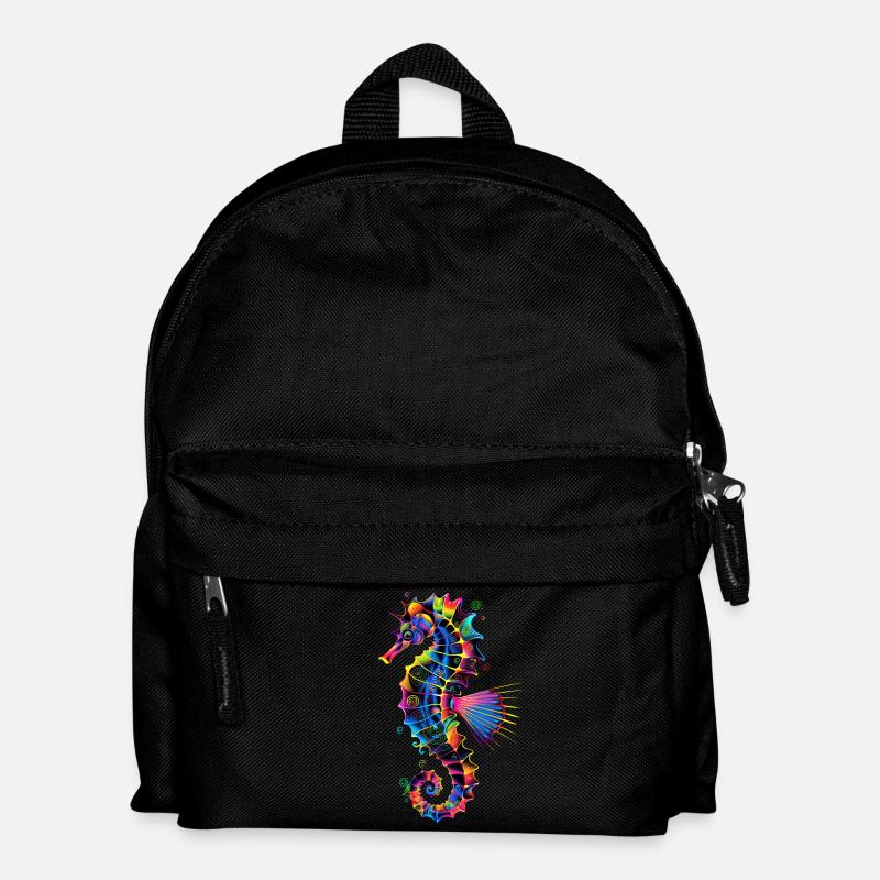 Seepferdchen Pop Art Bunt Aquarist Süßes Seepferd - Kinder Rucksack - Schwarz