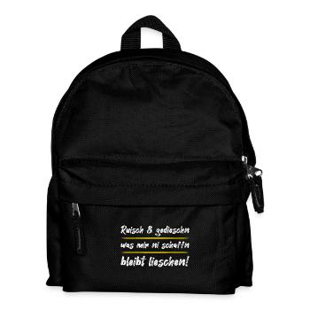 Ruisch und gedieschn – Sächsischer Dialekt Spruch - Kinder Rucksack - Schwarz - Vorne