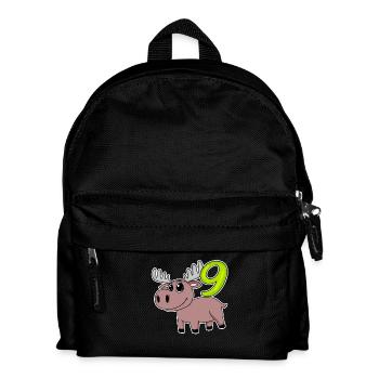 9. Geburtstag Motiv Elch - neun Jahre alt - Kinder Rucksack - Schwarz - Vorne