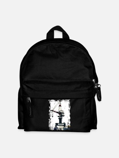 Rostock Port Liebherrr Kran - Kinder Rucksack - Schwarz