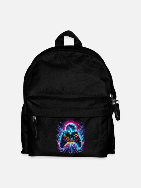 Vibrant Neonfarben Retro Gaming Controller - Kinder Rucksack - Schwarz