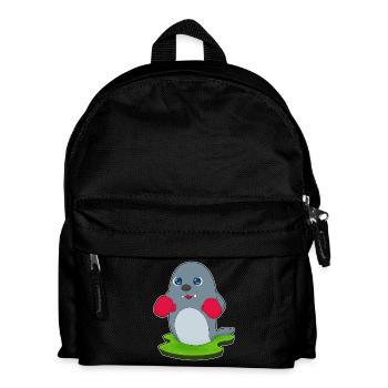 Seehund Boxer Boxhandschuhe Boxen - Kinder Rucksack - Schwarz - Vorne