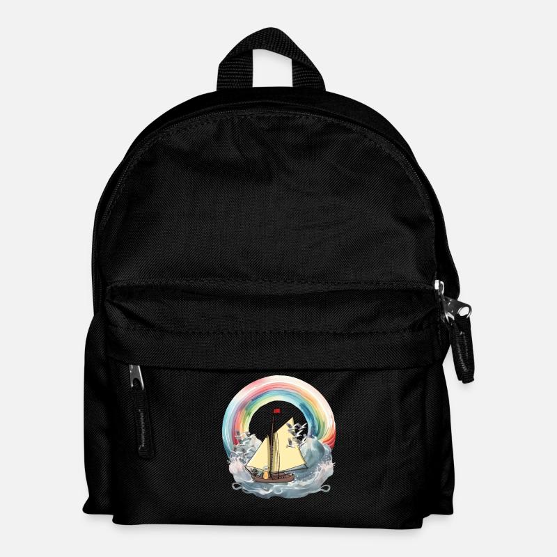 Erdnuss maritim Segelschiff Schiff Schiffe Boot - Kinder Rucksack - Schwarz