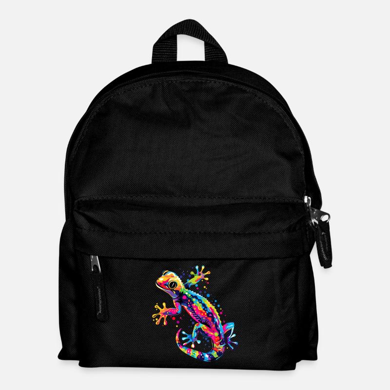 Gecko Eidechse Reptil Geckos Echse Leguan Gekko - Kinder Rucksack - Schwarz
