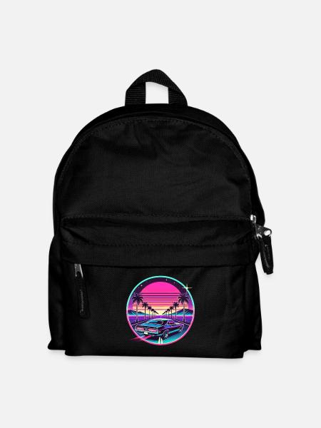 Retro Sunset Car Drive Vaporwave Aesthetic Design - Kids' Backpack - black