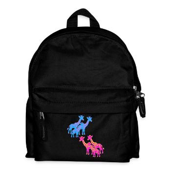 Giraffe Afrika Safari Savanne 80er 90er Kind - Kinder Rucksack - Schwarz - Vorne