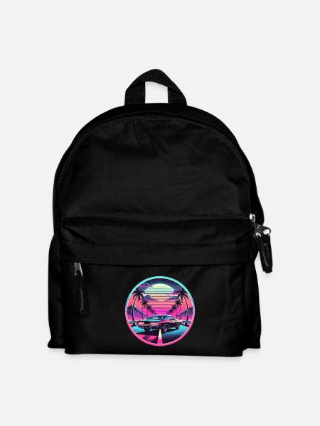 Retro Sunset Muscle Car Driving - Kids' Backpack - black