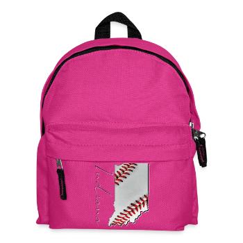 Echter Baseball in der Indiana State Landkarte IN - Kinder Rucksack - Fuchsia - Vorne