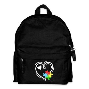 Autismus Puzzleteile Herz - Kinder Rucksack - Schwarz - Vorne