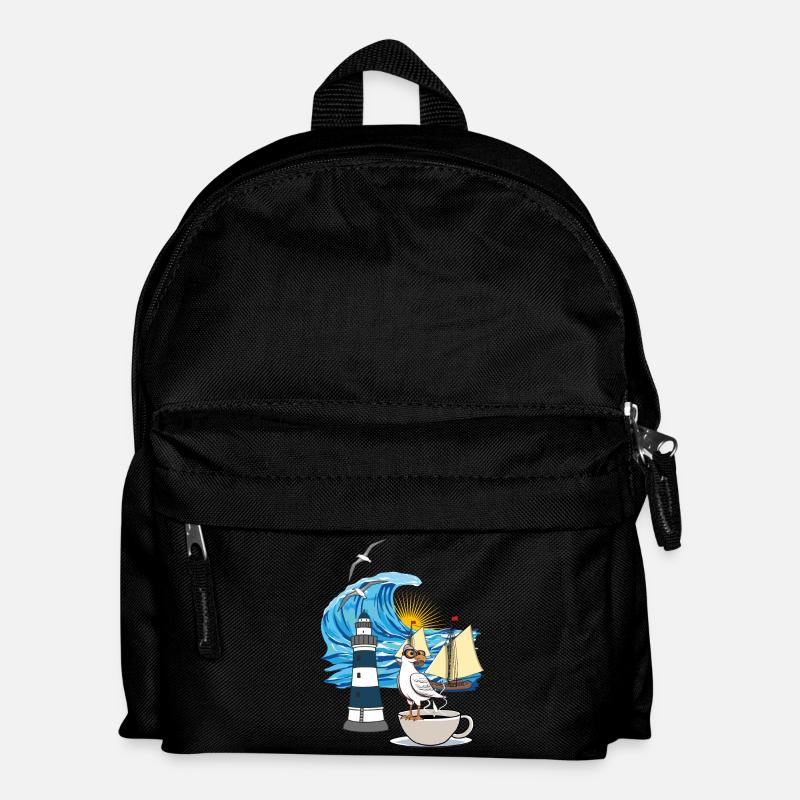 maritim Nordsee Ostsee Möwe Kaffeetasse Ahoi - Kinder Rucksack - Schwarz